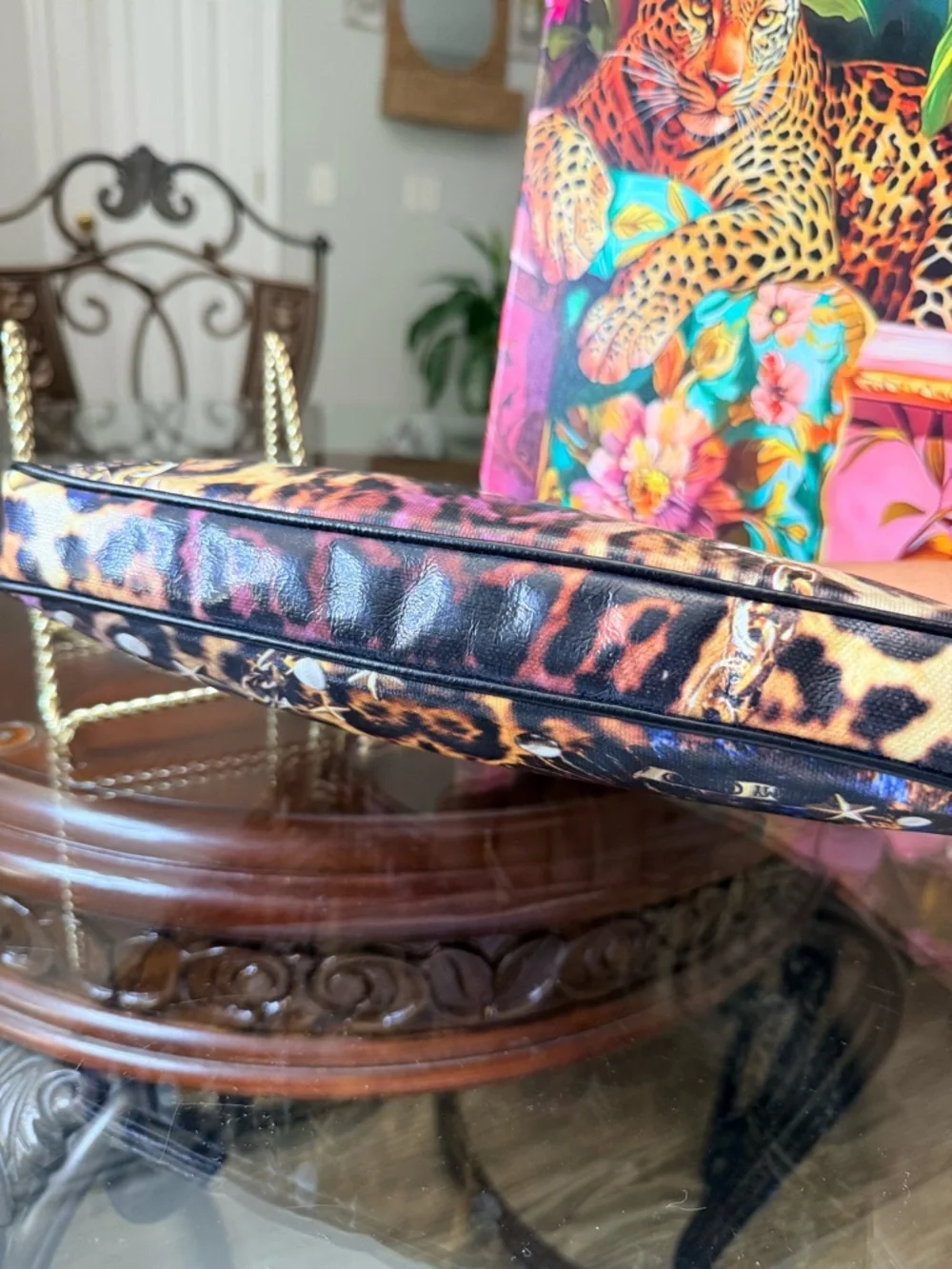 Jimmy Choo Leopard-Print Patent Clutch - Picture 4 of 7